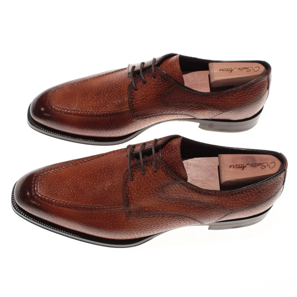 Di Bianco NWB Derby Dress Shoes Size 42.5 (US 9.5) in Brown Peccary Leather